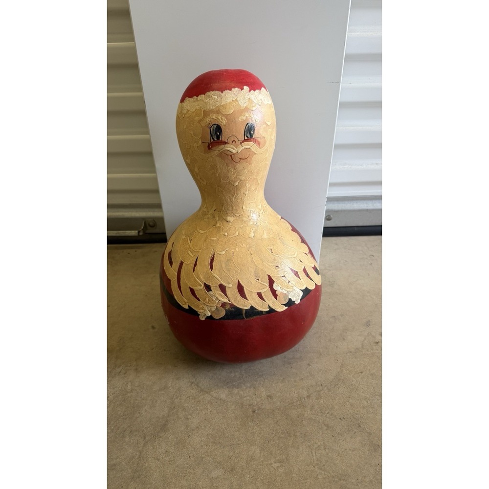 Large Old World Santa Hand Painted Gourd Christmas Folk Art USA